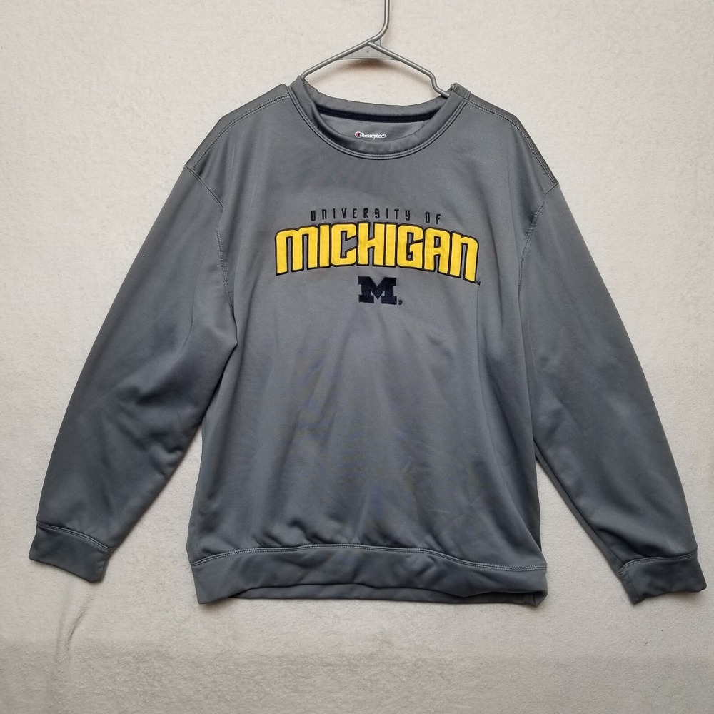 Vintage University Of Michigan Champions Crewneck Sweatshirt Size Large Grey